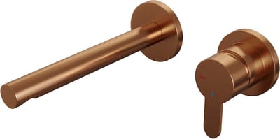 Brauer Copper Edition inbouw wastafelmengkraan met rechte uitloop en rozetten model D1 koper geborsteld PVD