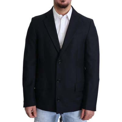 Blazer Effen Marineblauw Tailored Fit