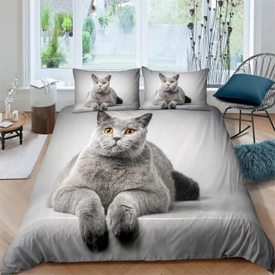Kat Kleurrijke Beddengoedset Huisdier Katten voor Kinderen Jongens Meisjes Tieners Schattig Kitten Dekbedovertrek 3D Dieren Cadeau Kamerdecoratie met Rits 140x210cm 2pcs