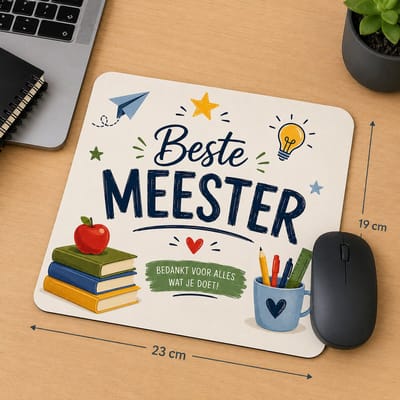 Muismat Beste Meester – 23 x 19 cm – Cadeau voor Meester – Bedankt Meester – Meesterdag Cadeau – Einde Schooljaar