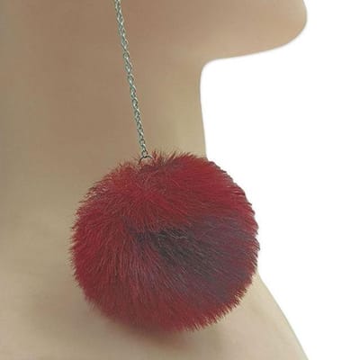 Nieuwe grote pompom oorbellen mode zachte konijnenbont bal pompom hanger lange bungelende oorbellen voor vrouwen meisjes feestcadeaus brown