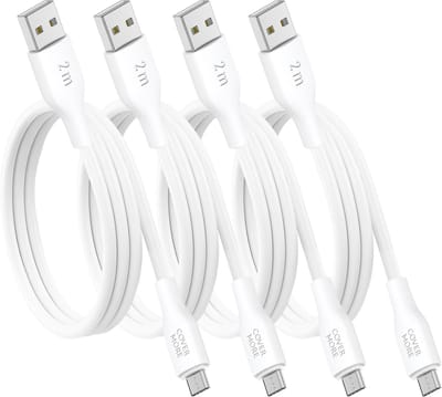 Micro usb kabel - Usb naar Micro - Oplaadkabel - 4 stuks - 2 meter - Wit