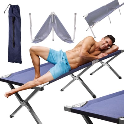 MOZY® - Kampeerbed - Blauw - tot 150 kg - Opvouwbaar - 190 x 70 cm - Inclusief Draagtas - Campingbed - Reisbed - Vouwbed - Veldbed - Ligbed