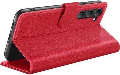 Zanae, Hoesje geschikt voor Galaxy S23 - Wallet Case met Stand & Magneetsluiting, Rood