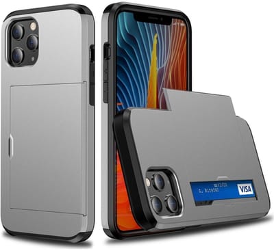 Mobiq pashouder hoesje geschikt voor iPhone 13 Mini | vakje voor pasjes grijs