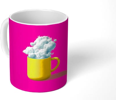 Mok - Koffiemok - Mok - Wolken - Roze - Minimalitisch - Mokken - 350 ML - Beker - Koffiemokken - Theemok