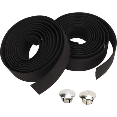 Wegfiets Stuurlint met Zilveren Stuurdop EVA PU Antislip Schokabsorptie voor black