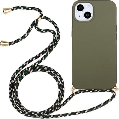 Coverup Hoesje - Geschikt voor iPhone 15 Hoesje - Coverup TPU Back Cover met Koord - Biologisch Afbreekbaar - Groen