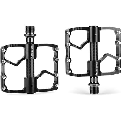 Pédales de vélo ultralégères en alliage d'aluminium, 3 roulements, antidérapantes, étanches, plates et larges noir
