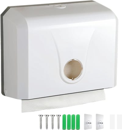 Papieren handdoekdispenser zonder boren - wandmontage voor multifold papieren handdoeken - toiletpapieropslag - 200 vellen papier - wit .