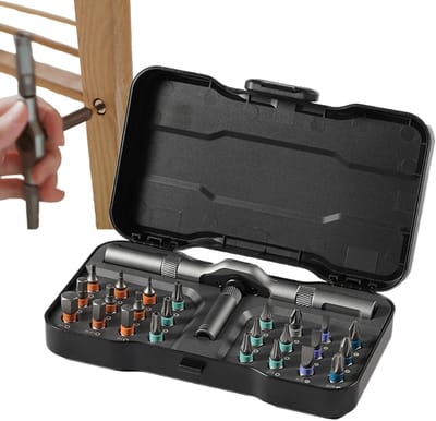 Ratelschroevendraaier Set - Reparatieschroevendraaier - Elektronica Reparatie - Magnetische Bits - 24 Delig - Grijs