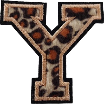 Strijk Embleem Alfabet Patch - Letter Y - Panterprint - 6cm hoog - Letters Stof Applicatie - Geborduurd - Strijkletters - Patches - Iron On