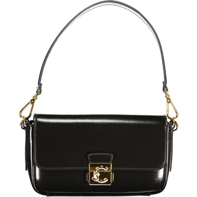 COCCINELLE Leren schoudertas handtas C-Me Lock Shiny Smooth Handbag Leather Noir zwart