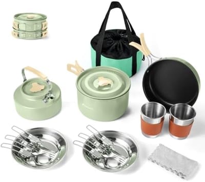 PromoHome Complete Camping Kookset - 15 Delig Lichtgewicht Keukenpakket