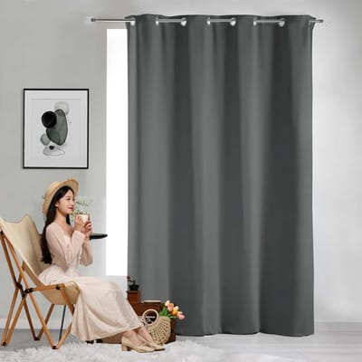 Set of 1 Blackout Curtains 50 x 160 cm with Rings Opaque Many Colors and Sizes Blackout Curtain Translucent Curtain for Voile Wedding Parties Dark Grey