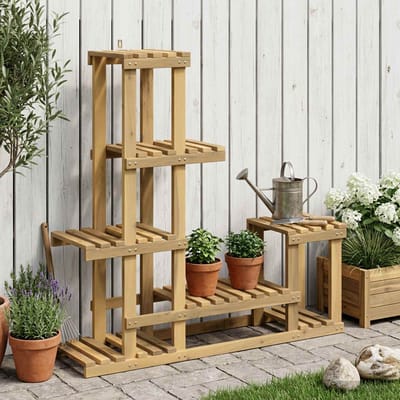 vidaXL - Plantenstand - Wit - 93,5 - x - 25 - x - 91,5 - cm - Massief - Acacia - Hout