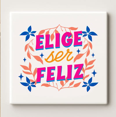 “Elige Ser Feliz” Inspirerende Tegel – Motiverende Spaanse Quote Keramische Tegel 15×15 cm voor Huisdecoratie
