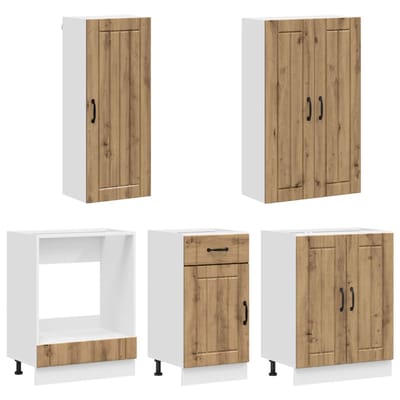 vidaXL - Keukenblok - LUCCA - 5 - st - Artisanaal - eiken - Bewerkt - hout