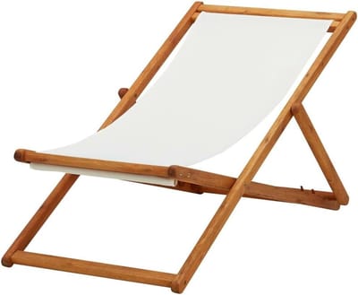 Opvouwbare strandstoel - Houten ligstoel - Ontspannen buiten - 3 kantelstanden - 60 cm breed - Crèmewit