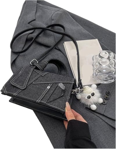 Denim tas - Schoudertas dames - Dagelijks gebruik - Geknoopte handgreep - 20x11x7 cm - Blauw