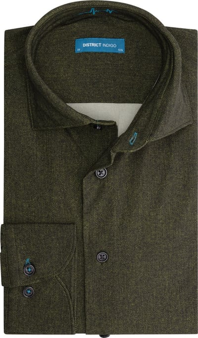 District Indigo Performance Overhemd Herringbone Groen (7.12.025.702 - 374)