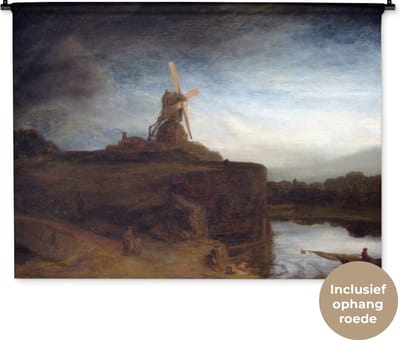 Wandkleed Rembrandt van Rijn - 2 - De molen - Schilderij van Rembrandt van Rijn Wandkleed katoen 150x112 cm - Wandtapijt met foto