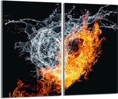 TMK ArtDeko Serie - Glazen Beschermplaat Voor Fornuis - 30x52cm - Hartvorm - Warmtebestendig