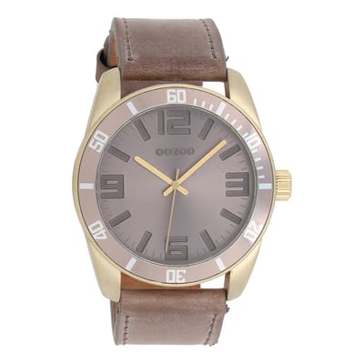 Champagne OOZOO horloge met taupe leren band - C5743