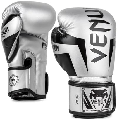 Venum Elite Bokshandschoenen Microfiber Zilver Zwart - 10 OZ