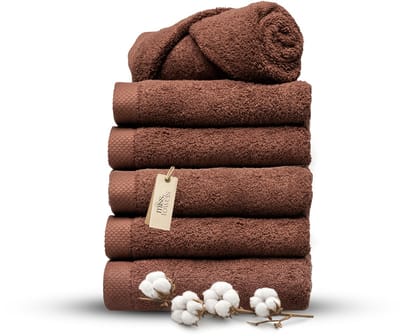 Miss Towels 50x100 Handdoeken Set 6 st. - 5 sterren Hotelkwaliteit - Badtextiel - Luxe Badhanddoeken - Zachte Badlakens - ChocoladeBruin - Made in Portugal