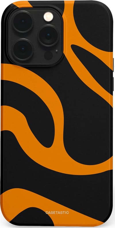 Casetastic hoesje geschikt voor Apple iPhone 14 Pro Max - MagSafe - Dubbellaagse bescherming - Katachtige Oranje Tijger Strepen - Fashion Case - Zwart Oranje