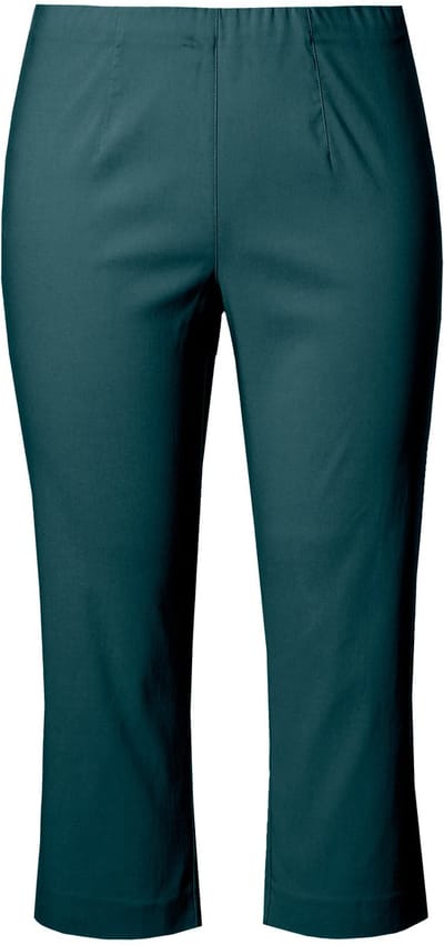 Ulla Popken - Dames - Bengalin broek kuitlang elastische tailleband stretch - Petrol - Maat 60