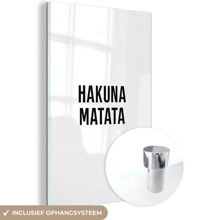 MuchoWow® Glasschilderij 120x180 cm - Schilderij acrylglas - Quotes - Hakuna matata - Kinderen - Baby - Tekst - Foto op glas - Schilderijen