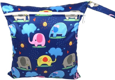 Strandtas met ritssluiting – Waterdichte strandtas – Luiertas – 28x30 cm –Olifant spuit water SM209