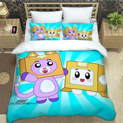 Lankybox Foxy Boxy schattige bedrukte Beddengoedsets voortreffelijke bedbenodigdhedenset dekbedovertrek bedsprei set beddengoedset luxe 140x200cm 3pcs