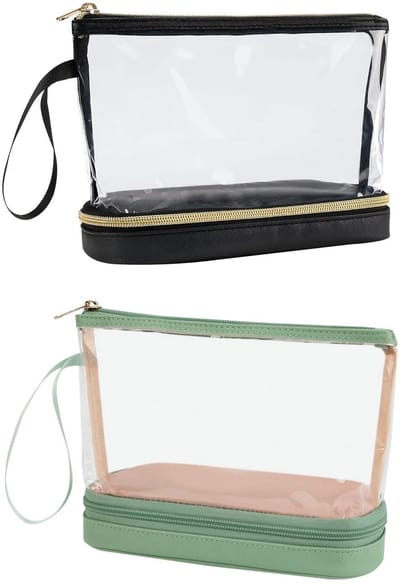 Dailygoods- Make-uptas met grote capaciteit - Dubbellaagse make-uptas - Waterdichte make-uptas - Make-uptas met vakken - Draagbare make-uptas - 2 stuks, 22 x 16 x 9 cm - Cosmetic Bag