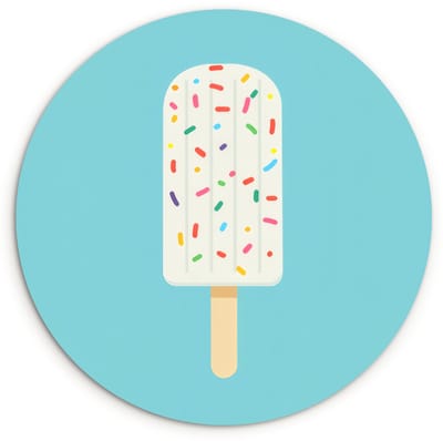 WallCircle® Wandcirkel 120x120 cm - Muurcirkel Ijsje - Stokje - Sprinkles - Lichtblauw - Muurdecoratie woonkamer - Wanddecoratie slaapkamer - Kamer decoratie accessoires - Ronde schilderijen XXL