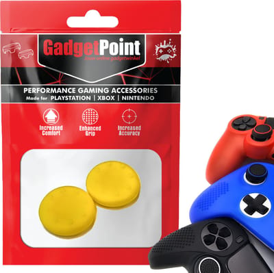 Gadgetpoint - Thumb Grips voor PlayStation, PS5, Xbox X/S, One & Switch Pro Controller - Gaming Thumbgrips - Performance Anti-Slip Thumbsticks - Bescherming Accessoires - Thumbgrips 8 stippen - Geel