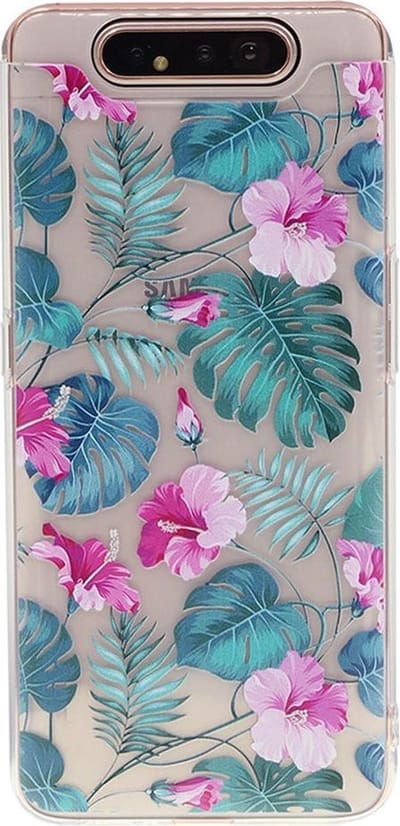 Shop4 - Geschikt voor Samsung Galaxy A80 Hoesje - Zachte Back Case Bloemen en Bladeren