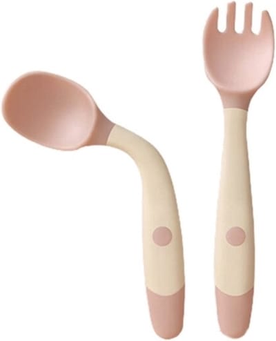 Baby Bestek Siliconen - Vork en Lepel - Oefenbestek - babyservies - Roze