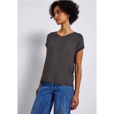 Materiaalmix V-hals Shirt