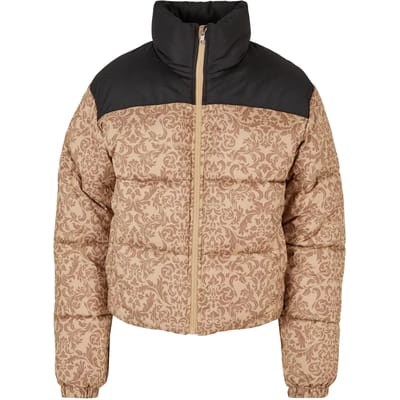 Urban Classics - Ladies AOP Retro Gewatteerd jack - M - Beige