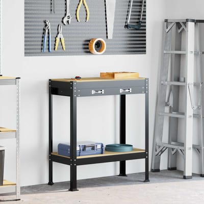 vidaXL - Werkbank - Zwart - 80 - x - 40 - x - 91 - cm - Samengesteld - Hout - en - Metaal