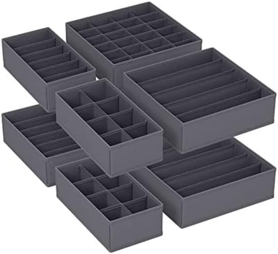 8-delige ondergoedorganizer set, opvouwbare lade-organizer, opbergsysteem voor kledingkast, stoffen opbergdozen voor beha's, sokken, stropdassen en accessoires - Grijs