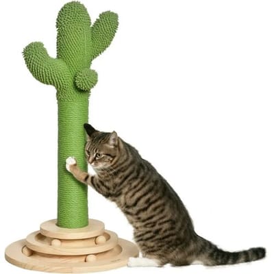 Pawhut Krabpaal in de vorm van een cactus, kleine krabpaal voor katten, 32x32x60 cm, groen