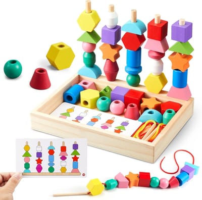 Speelgoed vanaf 3, 4, 5 jaar, motoriekspeelgoed, rijgspel, bouwstenen, sorteerspel voor kinderen, hout, stapelspel, fijne motoriek, educatief spel, cadeau voor baby's, jongens en