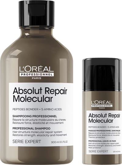 L’Oréal Professionnel CombiDeal - Absolut Repair Molecular - Shampoo 300 ML & Leave-in Masker 100 ML - voor beschadigd- of onhandelbaar haar