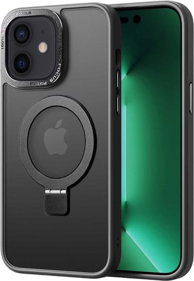 Casify Kickstand Hoesje geschikt voor MagSafe iPhone 12 Hoesje - Mat Zwart