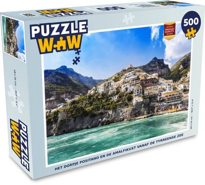 Puzzel Positano en de Amalfikust vanaf de Tyrreense Zee - Legpuzzel - Puzzel 500 stukjes