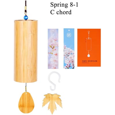 Bamboe Windgong Windbel Windspel Klanken Handwerk Buiten Tuin Patio 8 Buizen Noten Zen Meditatie C F D G Akkoord beige